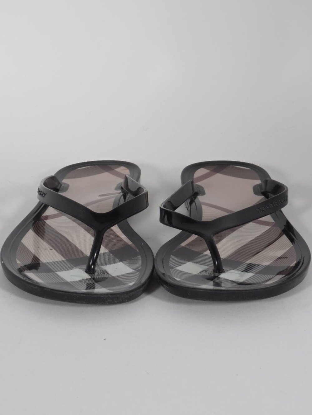 Burberry Nova Check Black Jelly Flip Flop Sandals Size 40